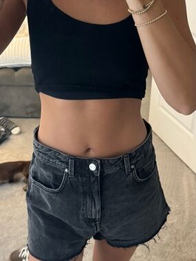 Washed black denim shorts (top for sale too)